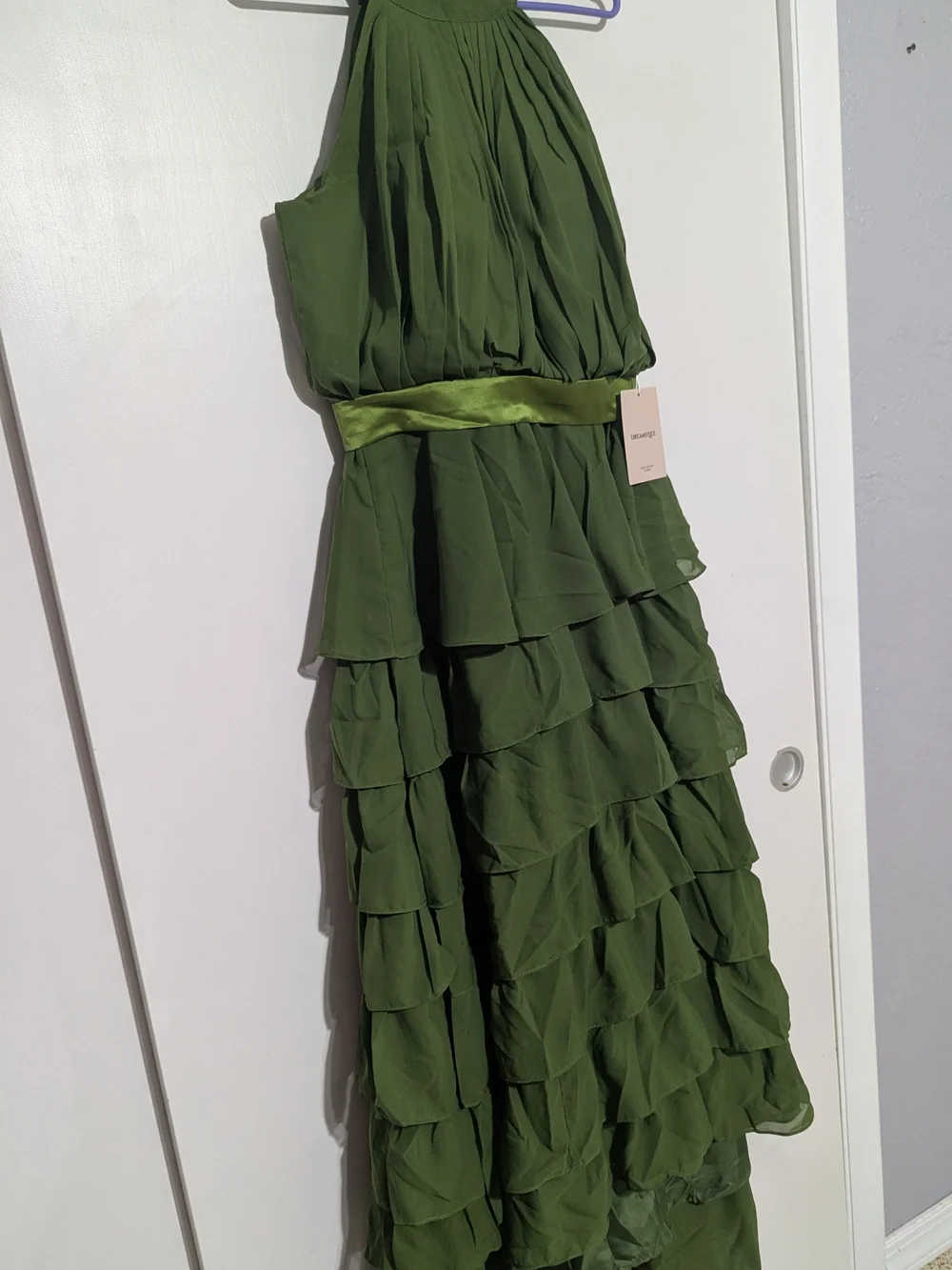 Dreamylily Olive Green High-Neck Tiered Halter Dress - NWT